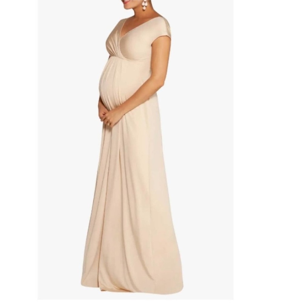 Maxi Maternity Dress in Soft Beige